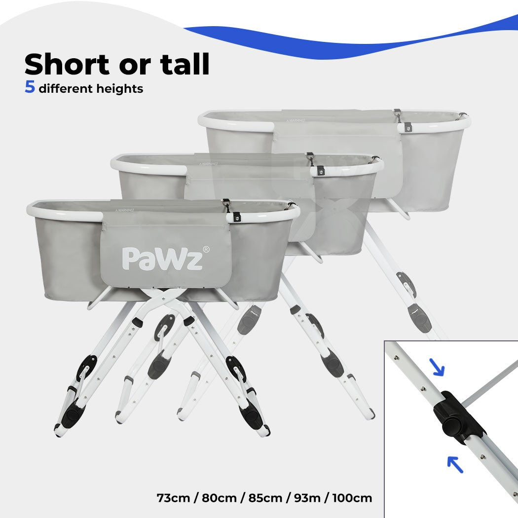 Pawz Foldable Pet Bath Tub W/ Adjustable Height for Small & Medium Dogs Cats