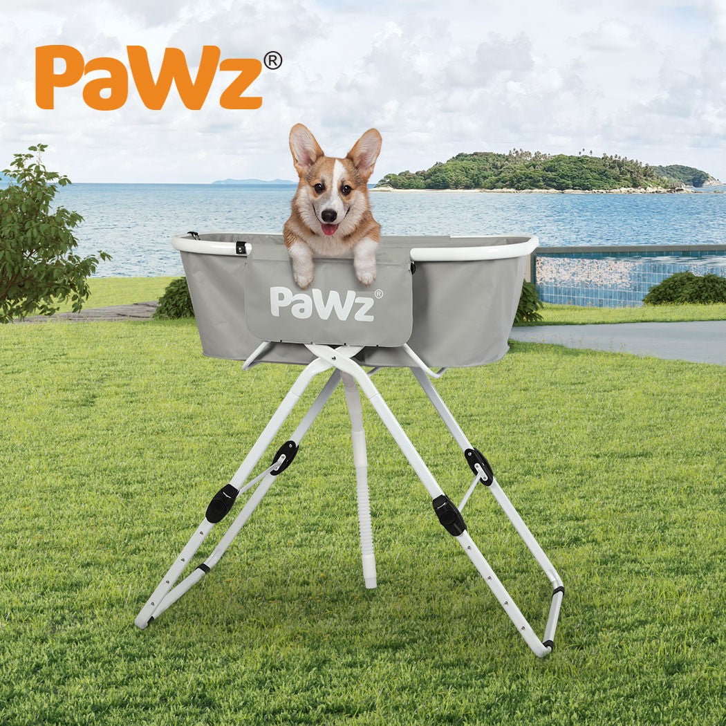 Pawz Foldable Pet Bath Tub W/ Adjustable Height for Small & Medium Dogs Cats