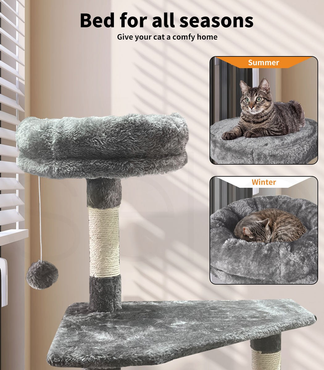 Pawz 130Cm Cat Tree Toy Scratching Post Scratcher Tower Condo Wooden House Grey