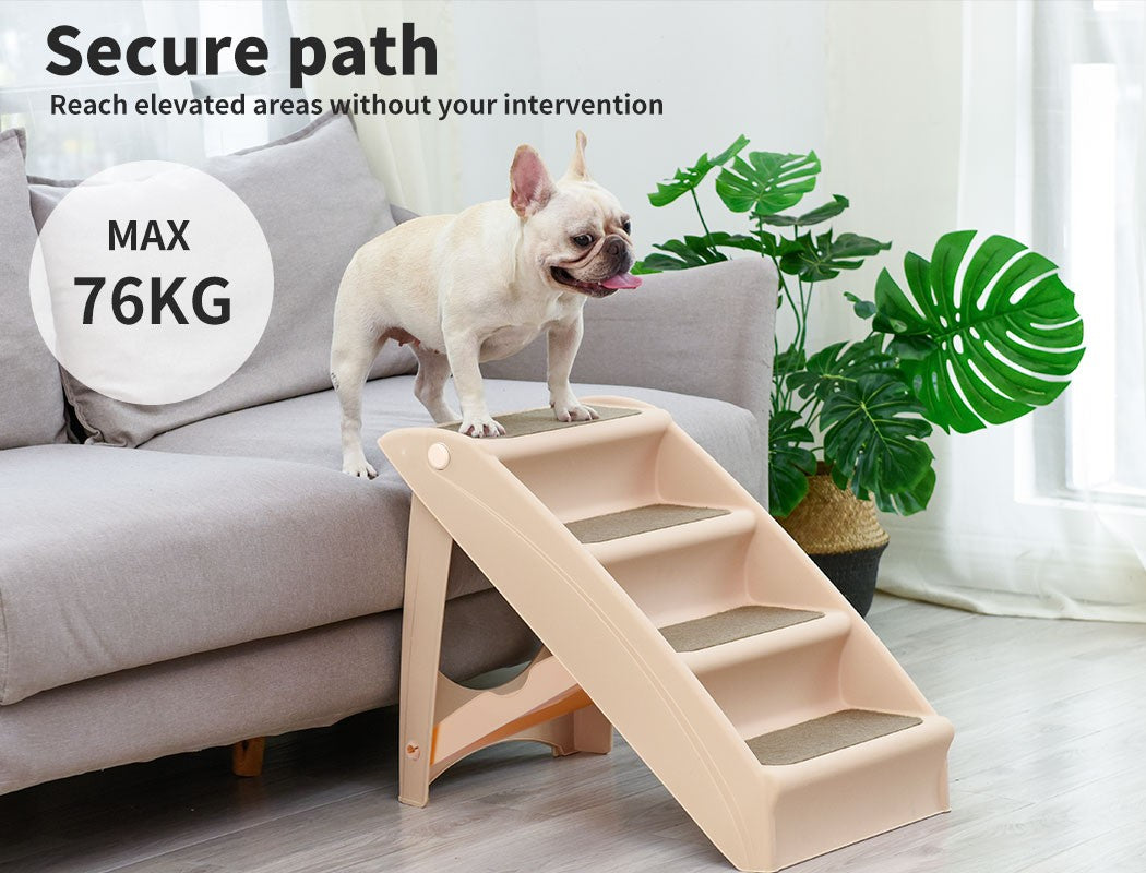 Pawz Pet Ramp Indoor Dog Steps Stair Portable Foldable Ladder for Bed Sofa Brown