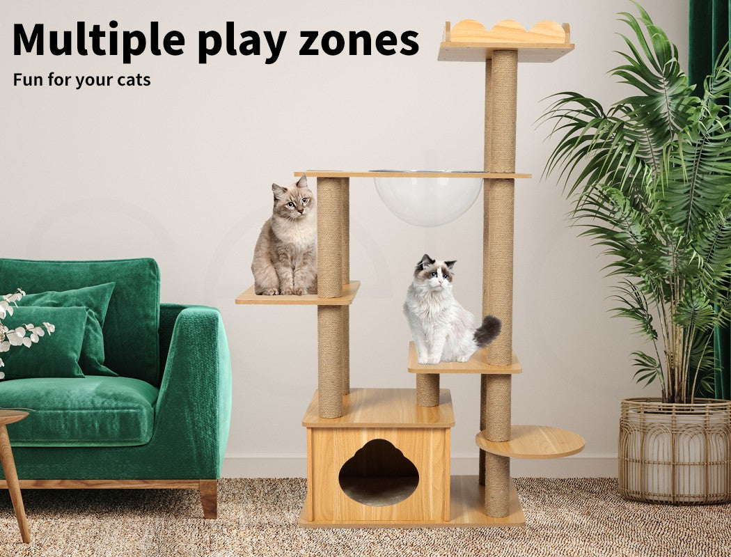 Pawz Cat Tree Scratching Post Scratcher Cats Tower Wood Condo Toys House 130Cm