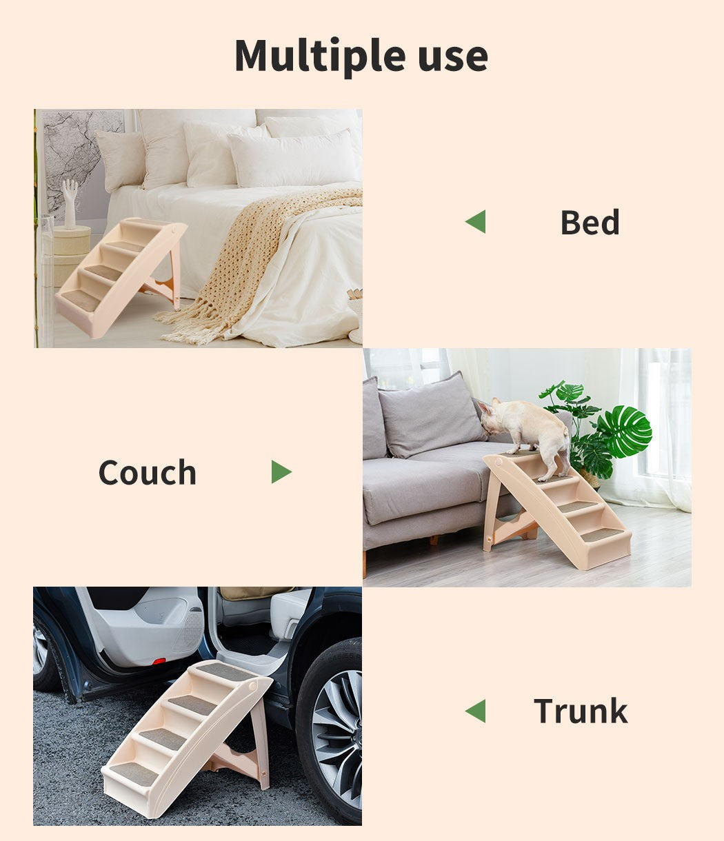 Pawz Pet Ramp Indoor Dog Steps Stair Portable Foldable Ladder for Bed Sofa Brown