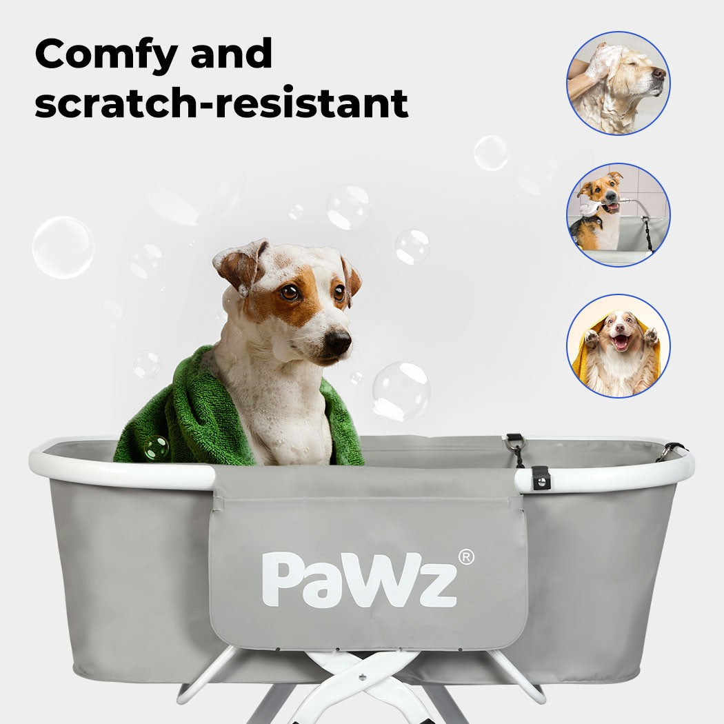 Pawz Foldable Pet Bath Tub W/ Adjustable Height for Small & Medium Dogs Cats