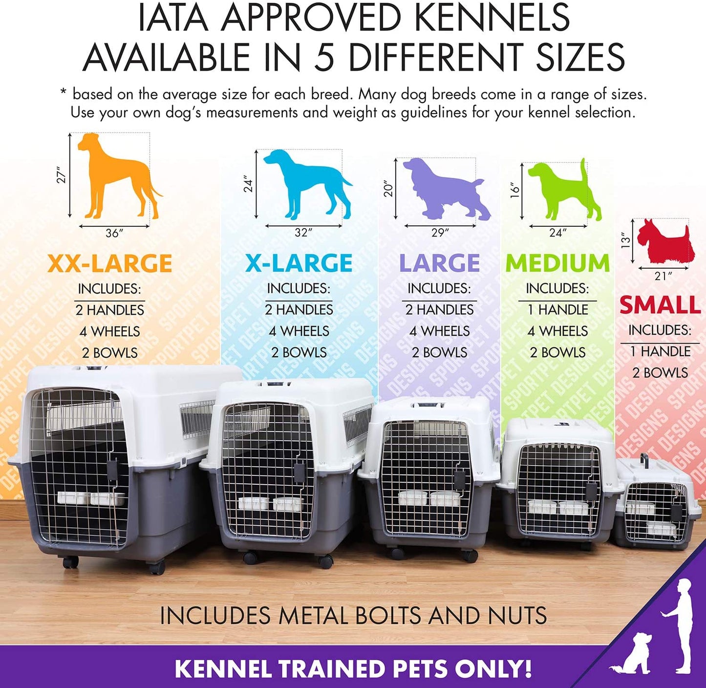 Plastic Kennels Rolling Plastic Wire Door Travel Dog Crate - Medium