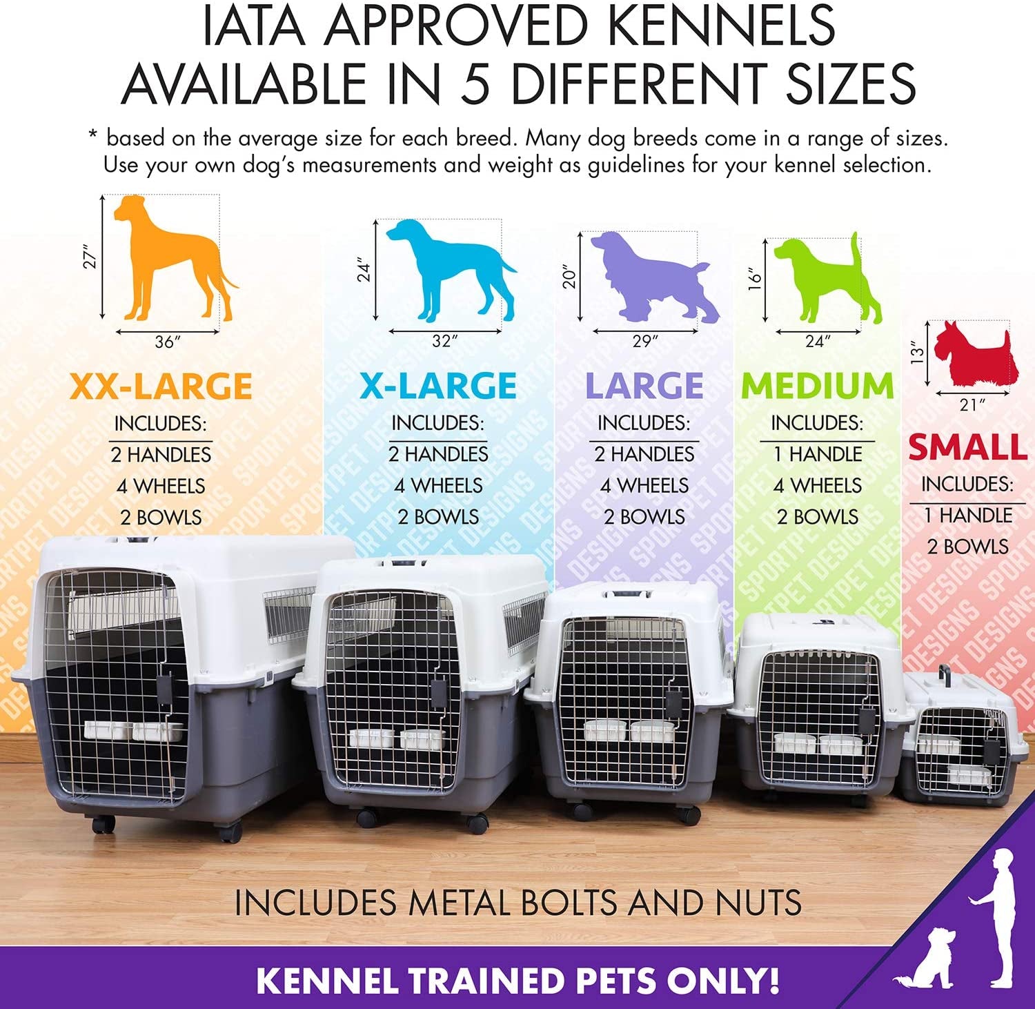 Plastic Kennels Rolling Plastic Wire Door Travel Dog Crate - Medium