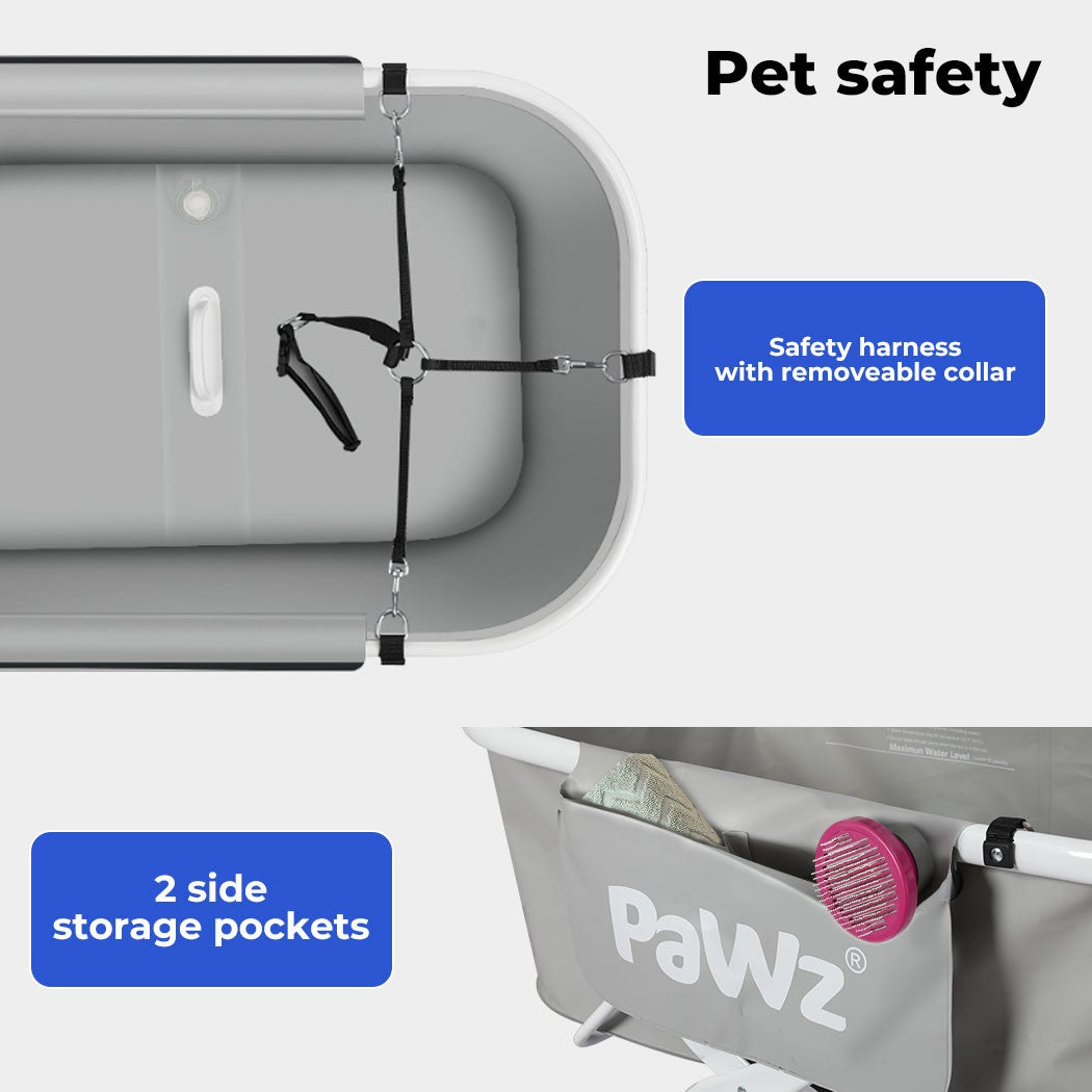 Pawz Foldable Pet Bath Tub W/ Adjustable Height for Small & Medium Dogs Cats