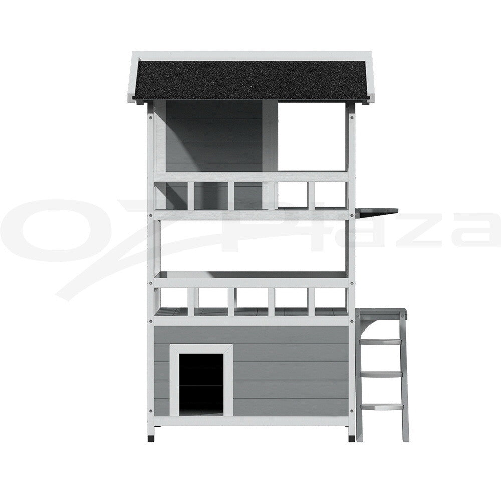 I.Pet Cat House Outdoor Wooden Shelter Rabbit Hutch Condo Small Dog Enclosure