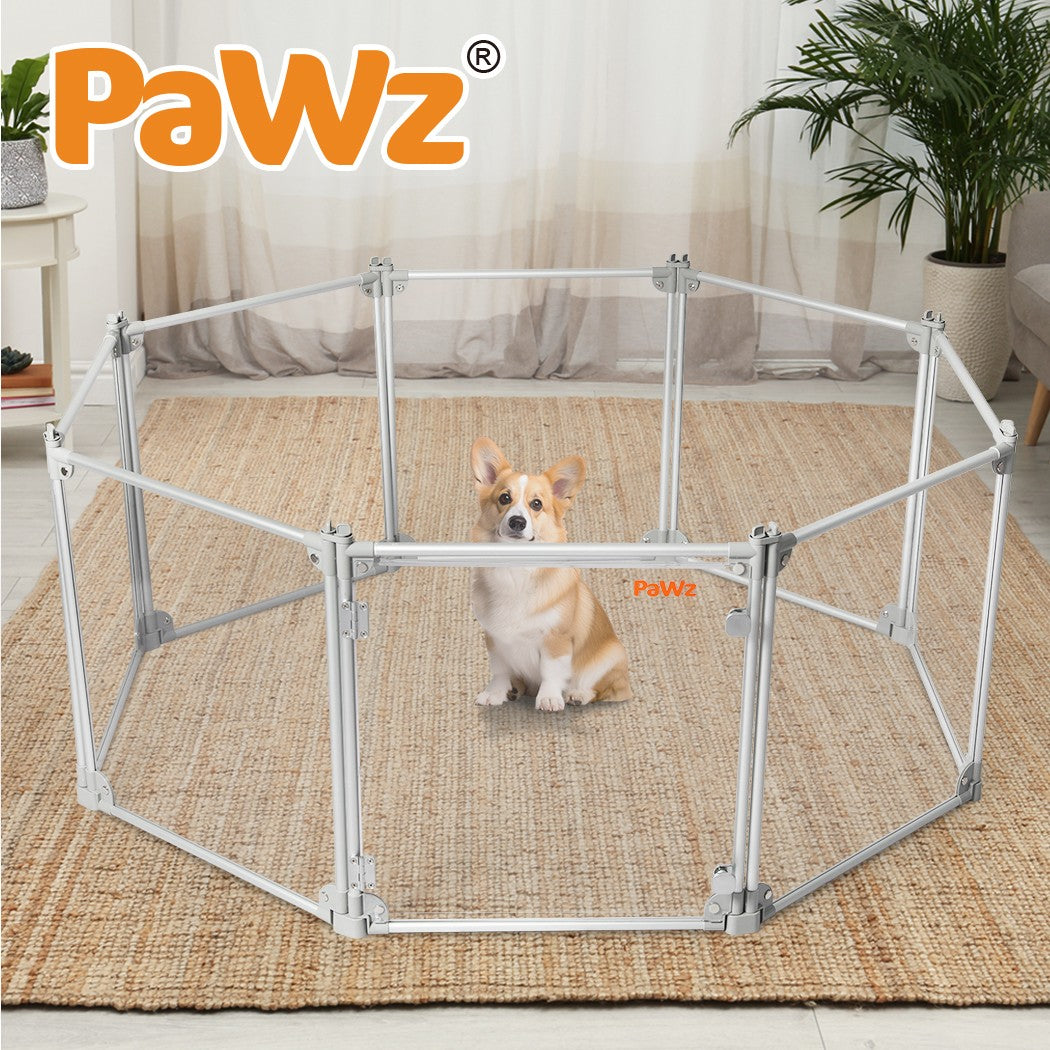 Pawz Pet Playpen Transparent Acrylic Clear Folding Dog Fence Kennel 8 Panel