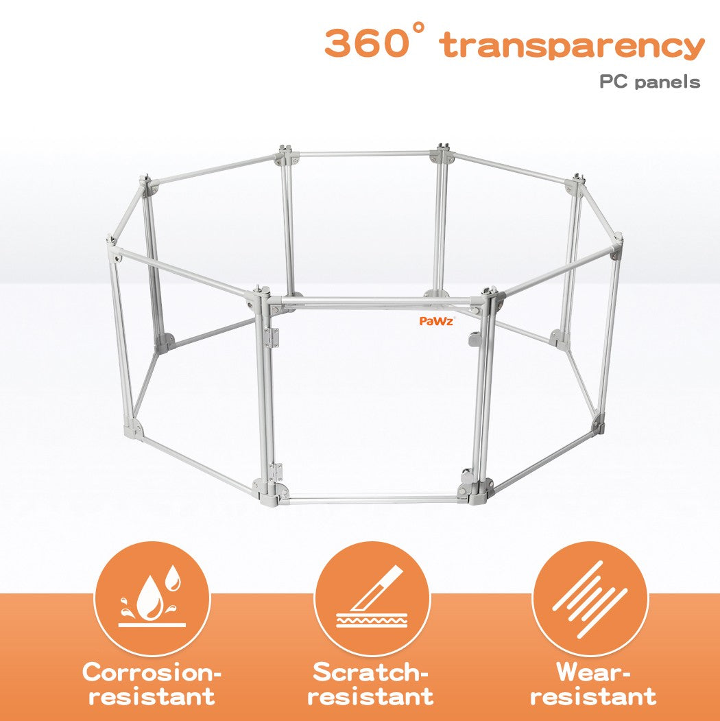 Pawz Pet Playpen Transparent Acrylic Clear Folding Dog Fence Kennel 8 Panel