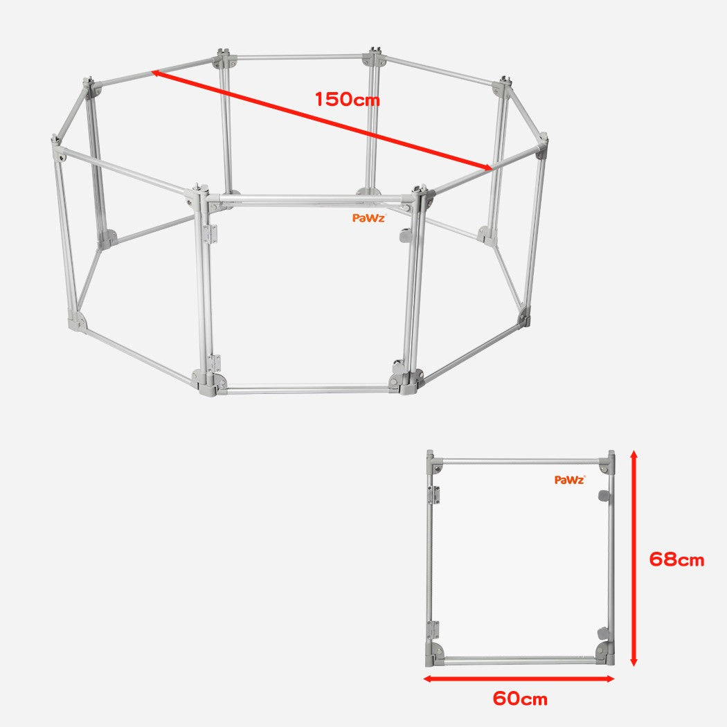 Pawz Pet Playpen Transparent Acrylic Clear Folding Dog Fence Kennel 8 Panel