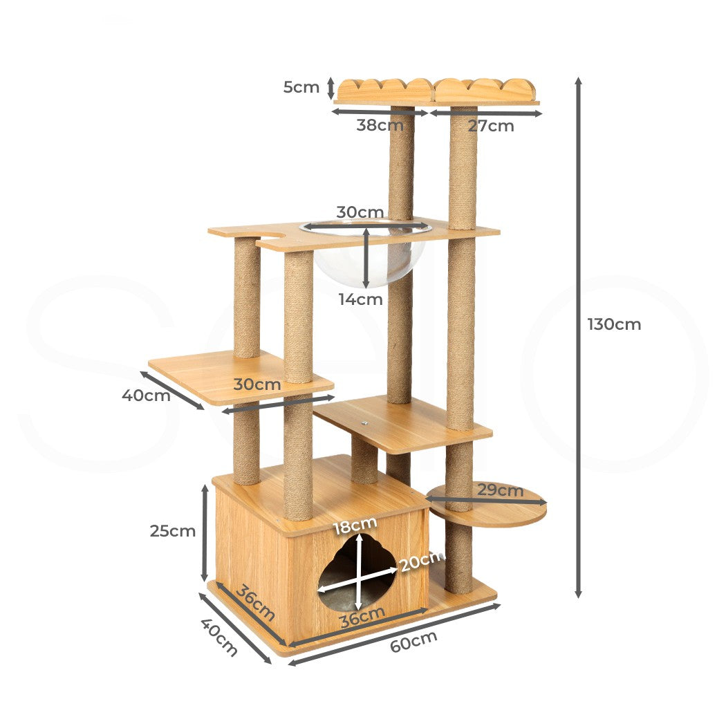 Pawz Cat Tree Scratching Post Scratcher Cats Tower Wood Condo Toys House 130Cm