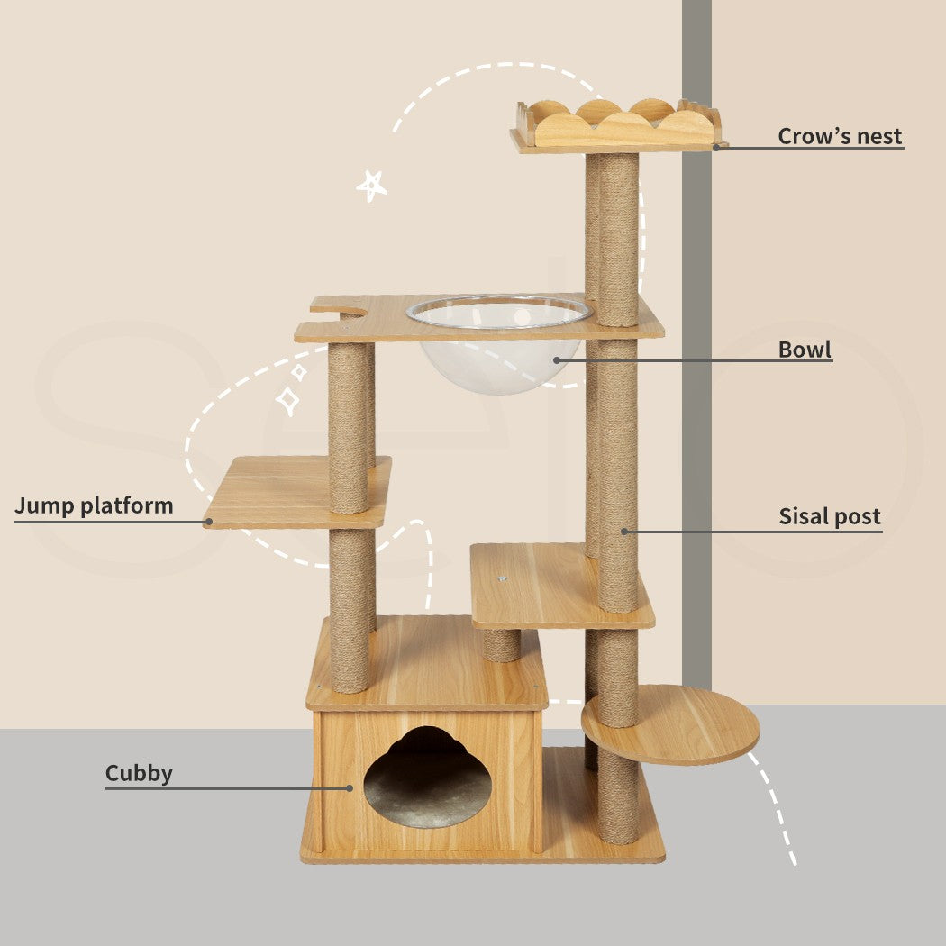 Pawz Cat Tree Scratching Post Scratcher Cats Tower Wood Condo Toys House 130Cm