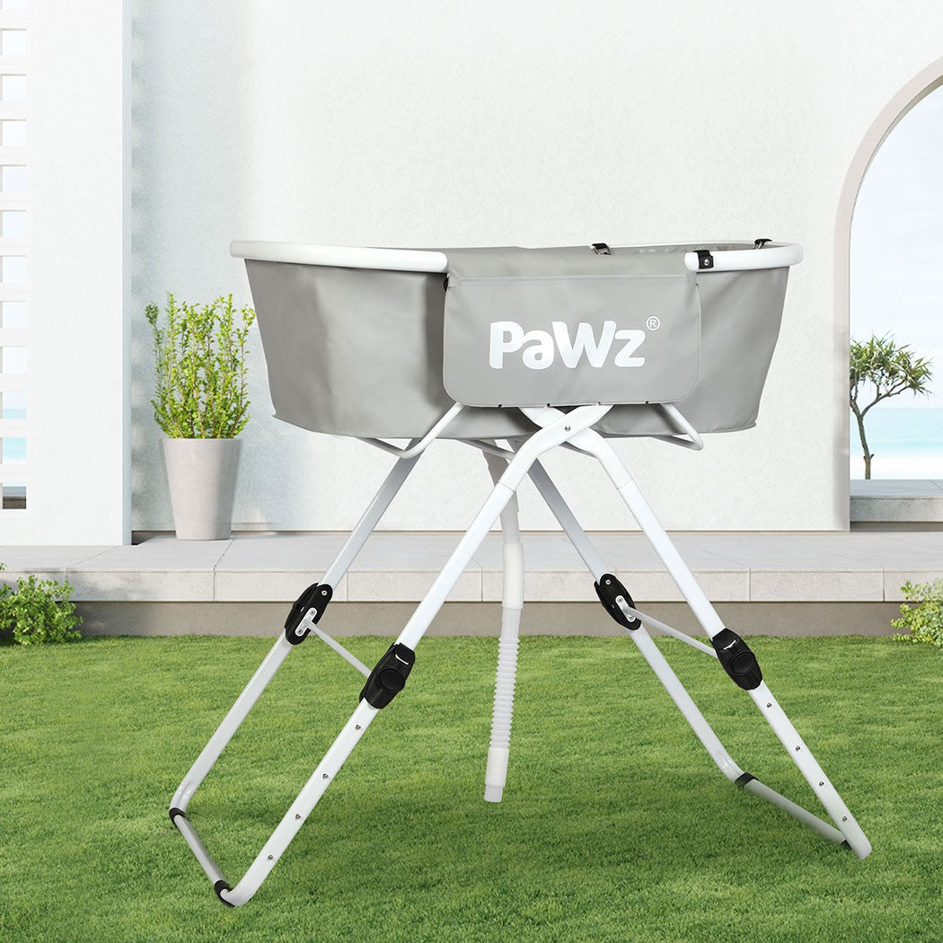 Pawz Foldable Pet Bath Tub W/ Adjustable Height for Small & Medium Dogs Cats