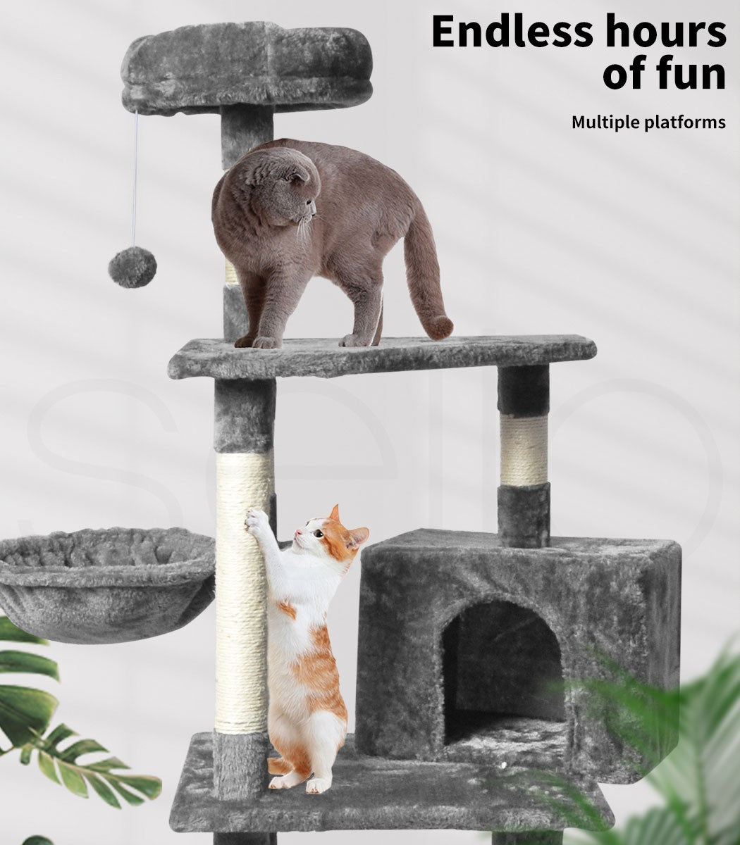 Pawz 130Cm Cat Tree Toy Scratching Post Scratcher Tower Condo Wooden House Grey